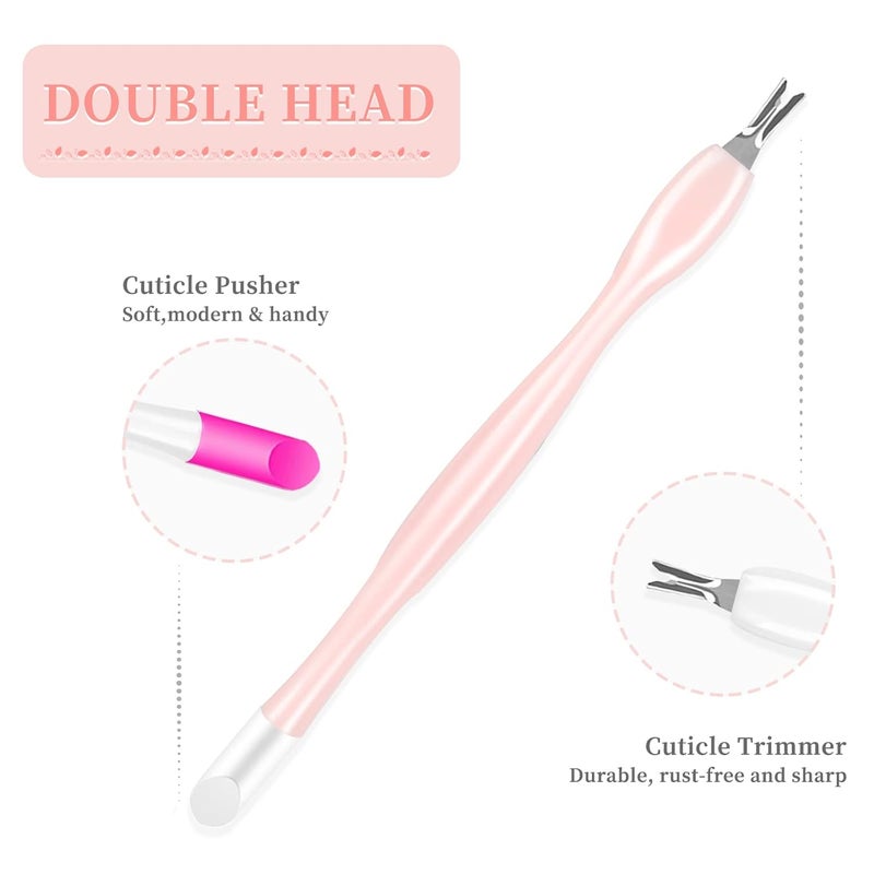 heemeei 50Pcs Nail Cuticle Trimmer Rubber Nail Cleaner, Plastic Handle Cuticle Knife, Double End Nail Dead Skin Fork Cuticle Pusher Bulk Nail Art Cuticle Remover Tools for Girls Women and Men-Peach…… - Image 3